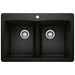 BLANCO 442912 Diamond Equal Double Dual Mount Kitchen Sink - Coal Black