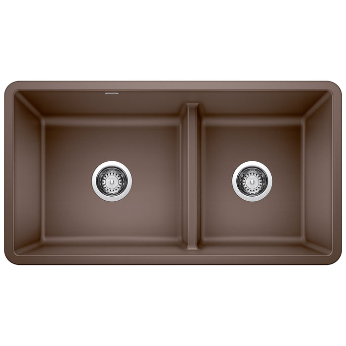 BLANCO 442528 Precis Reversible 1-3/4 Double Bowl Kitchen Sink with Low Divide - Café