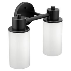 Moen Matte black two globe bath light