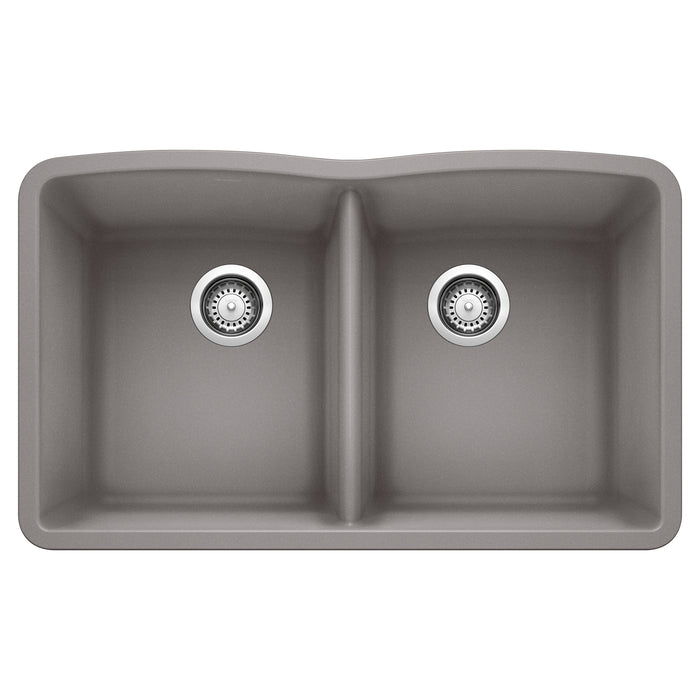BLANCO 440183 Diamond Equal Double Bowl Kitchen Sink - Metallic Gray