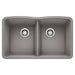 BLANCO 440183 Diamond Equal Double Bowl Kitchen Sink - Metallic Gray