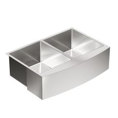 Moen 1800 Series 29 - 15/16" x 20 - 5/8" Stainless Steel 18 Gauge Double Bowl Sink in Satin Stainless