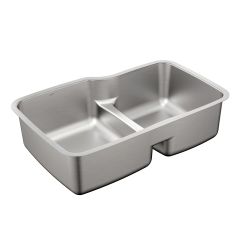 Moen 1800 Series 31 - 57/64" x 20 - 11/16" Stainless Steel 18 Gauge Double Bowl Sink in Satin Stainless