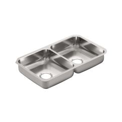 Moen 2000 Series 31 - 1/4" x 18" Stainless Steel 20 Gauge Double Bowl Sink with Drop - In in Satin Stainless