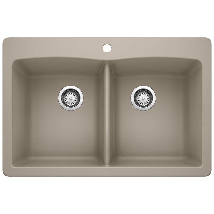 BLANCO 441285 Diamond Equal Double Dual Mount Kitchen Sink - Truffle