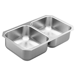 Moen 31.75 X 18.25 Stainless Steel 20 Gauge Double Bowl Sink