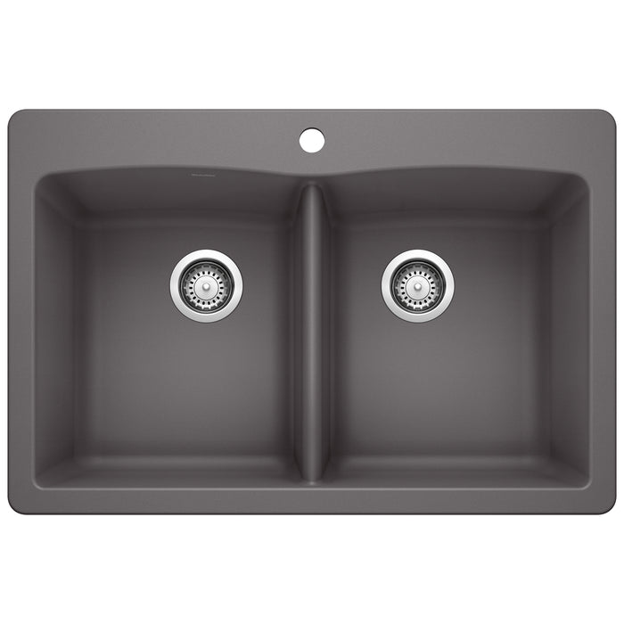 BLANCO 441466 Diamond Equal Double Dual Mount Kitchen Sink - Cinder
