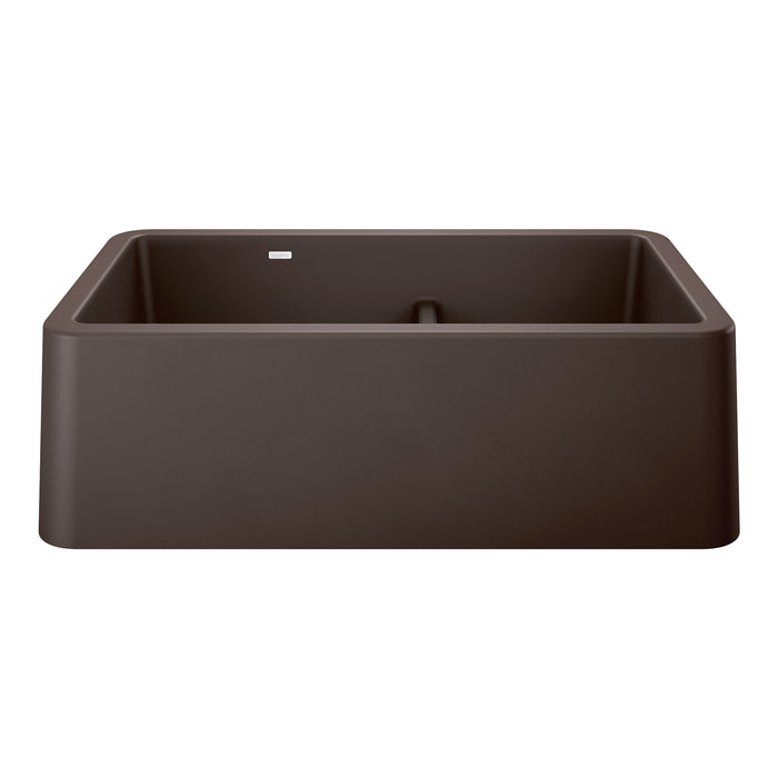 BLANCO 402323 Ikon 33" Apron Double Bowl Farmhouse Sink with Low Divide - Café