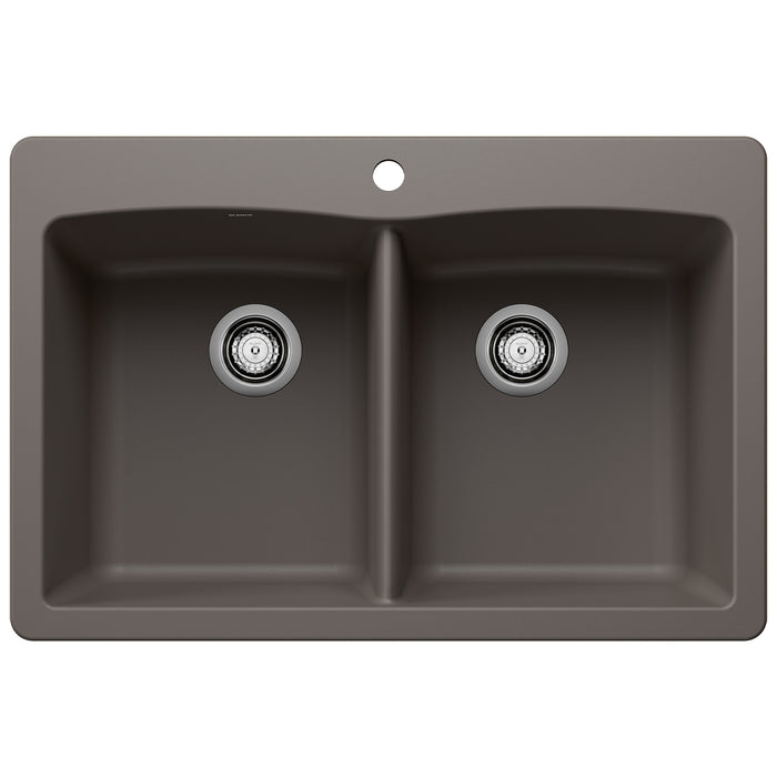 BLANCO 443104 Diamond Equal Double Dual Mount Kitchen Sink - Volcano Gray