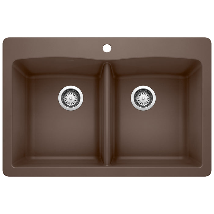BLANCO 440218 Diamond Equal Double Dual Mount Kitchen Sink - Café