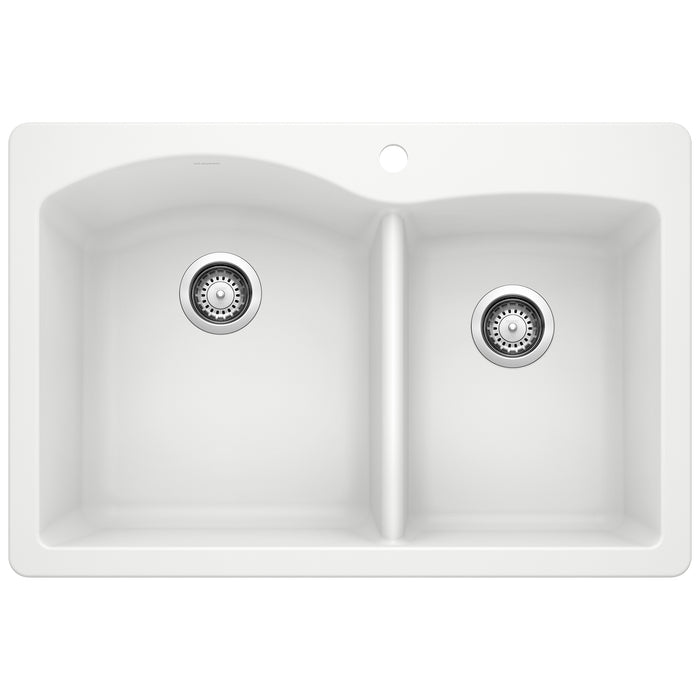 BLANCO Diamond 1-3/4 Double Bowl Dual Mount Kitchen Sink - White