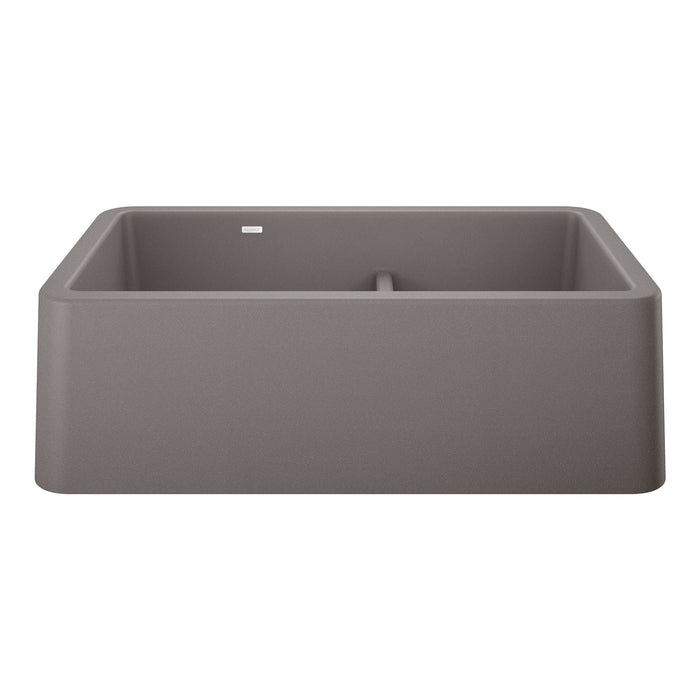 BLANCO 402325 Ikon 33" Apron Double Bowl Farmhouse Sink with Low Divide - Metallic Gray