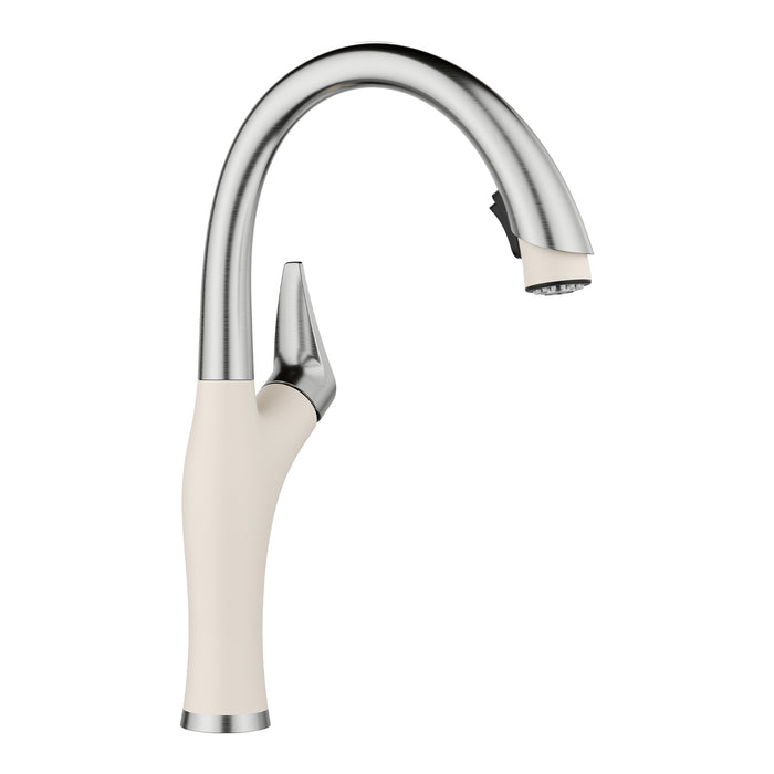 BLANCO 443040 Artona Pull-Down Kitchen Faucet 1.5 GPM - PVD Steel/Soft White