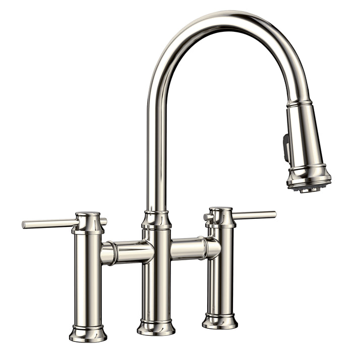 BLANCO 442506 Empressa Pull-Down Bridge Faucet 1.5 GPM - Polished Nickel