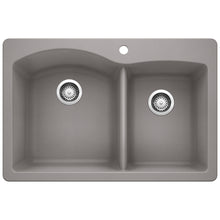 Load image into Gallery viewer, BLANCO 440214 Diamond 1-3/4 Double Bowl Dual Mount Kitchen Sink - Metallic Gray
