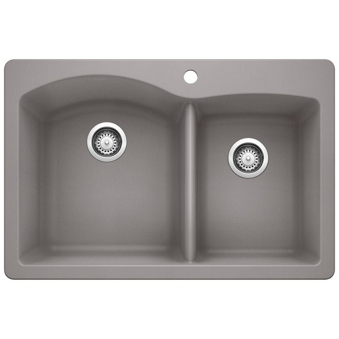 BLANCO Diamond 1-3/4 Double Bowl Dual Mount Kitchen Sink - Metallic Gray