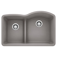 Load image into Gallery viewer, BLANCO 441601 Diamond 1-3/4 Reverse Double Bowl Kitchen Sink with Low Divide - Metallic Gray
