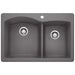 BLANCO Diamond 1-3/4 Double Bowl Dual Mount Kitchen Sink - Cinder