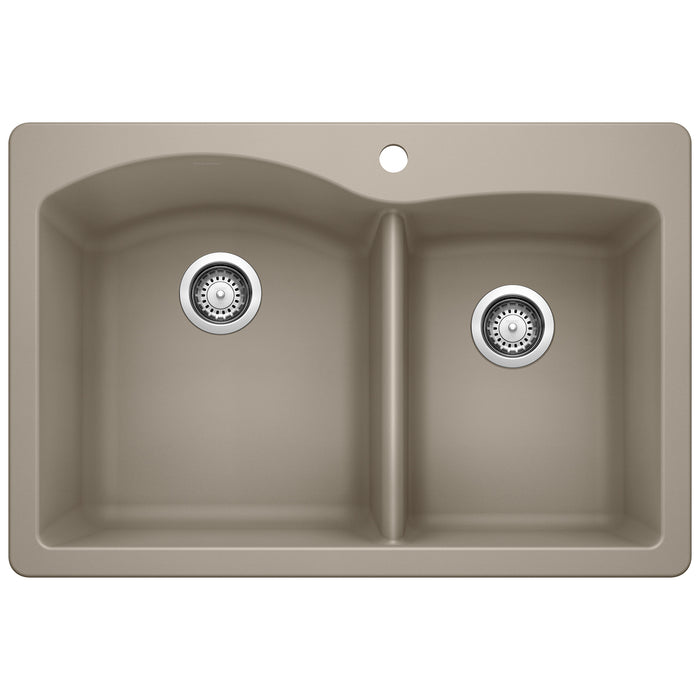 BLANCO Diamond 1-3/4 Double Bowl Dual Mount Kitchen Sink - Truffle