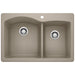 BLANCO Diamond 1-3/4 Double Bowl Dual Mount Kitchen Sink - Truffle