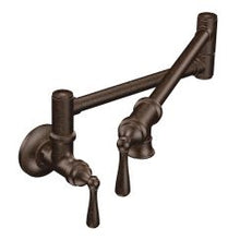 Load image into Gallery viewer, Moen S664 Traditional Pot Filler Two Handle Kitchen Faucet in Oil Rubbed Bronze
