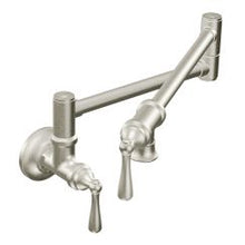 Load image into Gallery viewer, Moen S664 Traditional Pot Filler Two Handle Kitchen Faucet in Spot Resist Stainless
