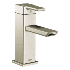 Moen S6700 90 Degree One Handle Low Arc Bathroom Faucet in Brushed Nickel
