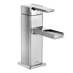 Moen 90 - Degree Single Hole Handle Mid - Arc Lavatory Faucet in Chrome
