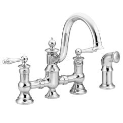 Moen S713 Waterhill Two Handle High Arc Kitchen Faucet in Chrome
