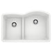 BLANCO 441603 Diamond 1-3/4 Reverse Double Bowl Kitchen Sink with Low Divide - White