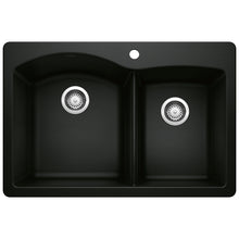 Load image into Gallery viewer, BLANCO 442908 Diamond 1-3/4 Double Bowl Dual Mount Kitchen Sink - Coal Black
