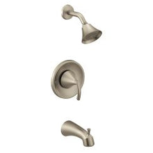 Load image into Gallery viewer, Moen T2743EP Glyde Tub and Shower Trim Package with Single Function Shower Head and Posi-Temp Pressure Balancing Valve Technology in Brushed Nickel
