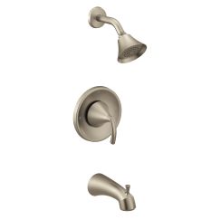 Moen T2743EP Glyde Tub and Shower Trim Package with Single Function Shower Head and Posi-Temp Pressure Balancing Valve Technology in Brushed Nickel