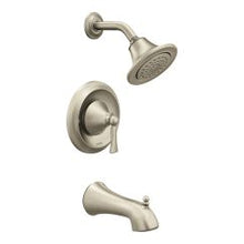 Load image into Gallery viewer, Moen T4503 Wynford Bath and Shower Faucet with Posi-Temp Pressure Balanced Trim in Brushed Nickel
