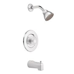 Moen T471 Chateau Pressure Balanced Tub and Shower Trim with 2.5 GPM Shower Head, Tub Spout, and Volume Control - Less Valve in Chrome