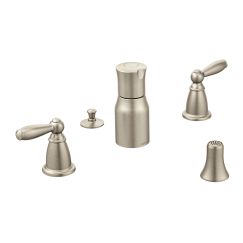 Moen Brantford Two Handle Bidet Faucet Trim Kit with Valve in Brushed Nickel