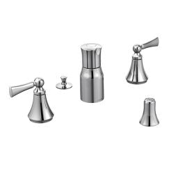 Moen Wynford Double Handle Widespread Bidet Faucet with Pop-Up Waste Assembly in Chrome