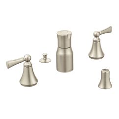 Moen Wynford Double Handle Widespread Bidet Faucet with Pop-Up Waste Assembly in Brushed Nickel
