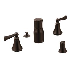 Moen Wynford Double Handle Widespread Bidet Faucet with Pop-Up Waste Assembly in Oil Rubbed Bronze