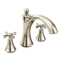 Moen T657 Wynford Two Handle Non Diverter Roman Tub Faucet in Polished Nickel