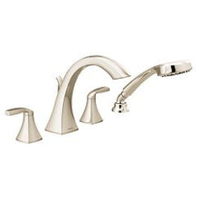 Load image into Gallery viewer, Moen T694 Two-Handle Roman Tub Faucet Includes Hand Shower
