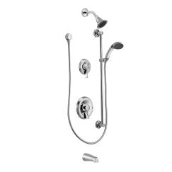 Moen T8343EP15 Posi-Temp Pressure Balanced Tub and Shower Trim with 1.5 GPM Hand Shower, Slide Bar and Tub Spout in Chrome
