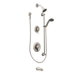 Moen T8343EP15 Posi-Temp Pressure Balanced Tub and Shower Trim with 1.5 GPM Hand Shower, Slide Bar and Tub Spout in Classic Brushed Nickel
