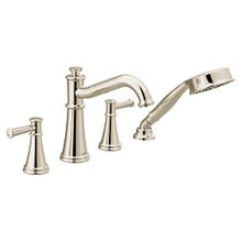 Load image into Gallery viewer, Moen T9024 Two-Handle Roman Tub Faucet Includes Hand Shower

