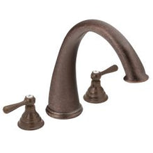 Load image into Gallery viewer, Moen T920 Kingsley Two Handle High Arc Roman Tub Faucet in Oil Rubbed Bronze
