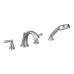 Moen T924 Brantford Two Handle Low Arc Roman Tub Faucet Includes Hand Shower in Chrome