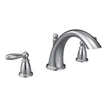 Load image into Gallery viewer, Moen T933 Brantford Two Handle Low Arc Roman Tub Faucet in Chrome
