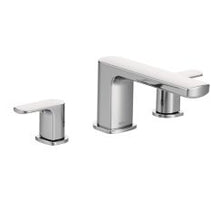 Load image into Gallery viewer, Moen T935 Rizon Two Handle Low Arc Roman Tub Faucet in Chrome

