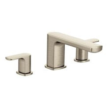 Load image into Gallery viewer, Moen T935 Rizon Two Handle Low Arc Roman Tub Faucet in Brushed Nickel
