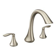 Load image into Gallery viewer, Moen T943 Eva Two Handle High Arc Roman Tub Faucet in Brushed Nickel
